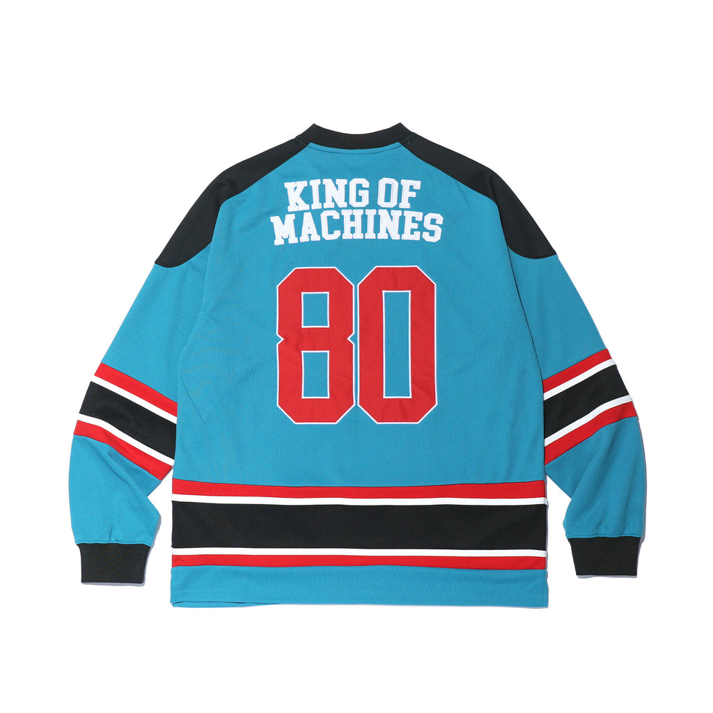GYM80 Retro Long Sleeve Hockey Jersey (Blue) - Detail