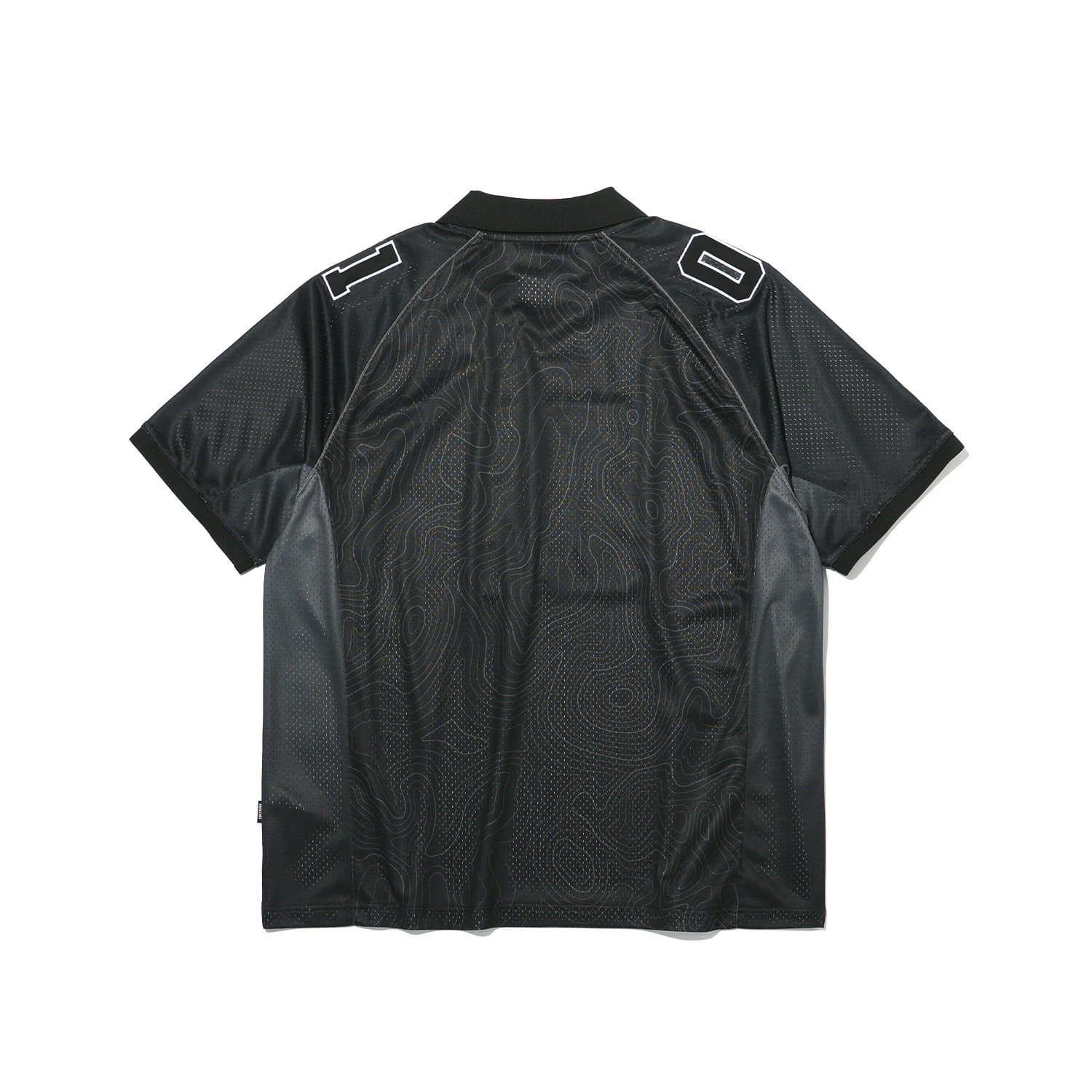 Contour Line Mesh Collar T-shirt Black - Detail
