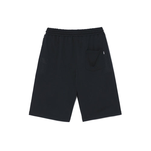 Entire Mesh Lettering Bermuda Shorts Black - Detail