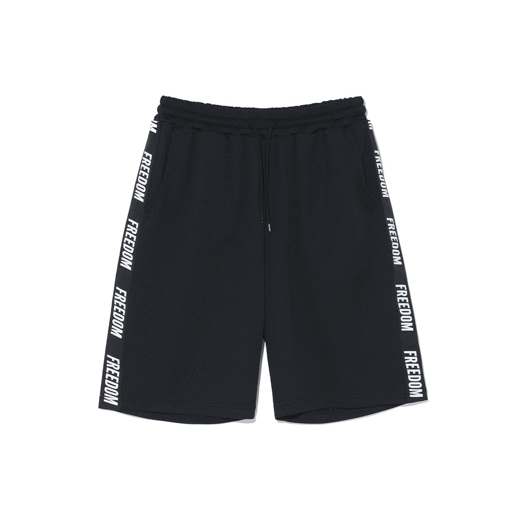 Entire Mesh Lettering Bermuda Shorts Black