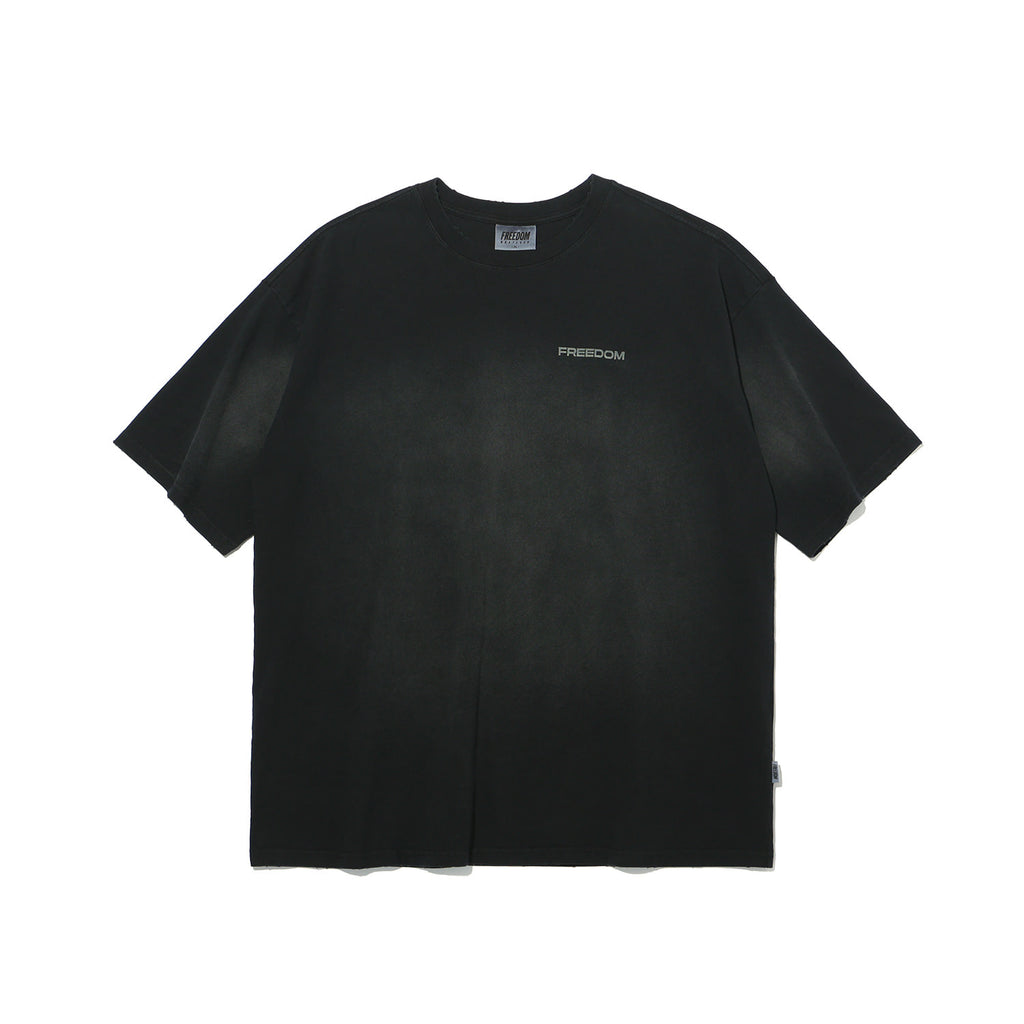 Small Logo Pigment Washed T-shirt Black
