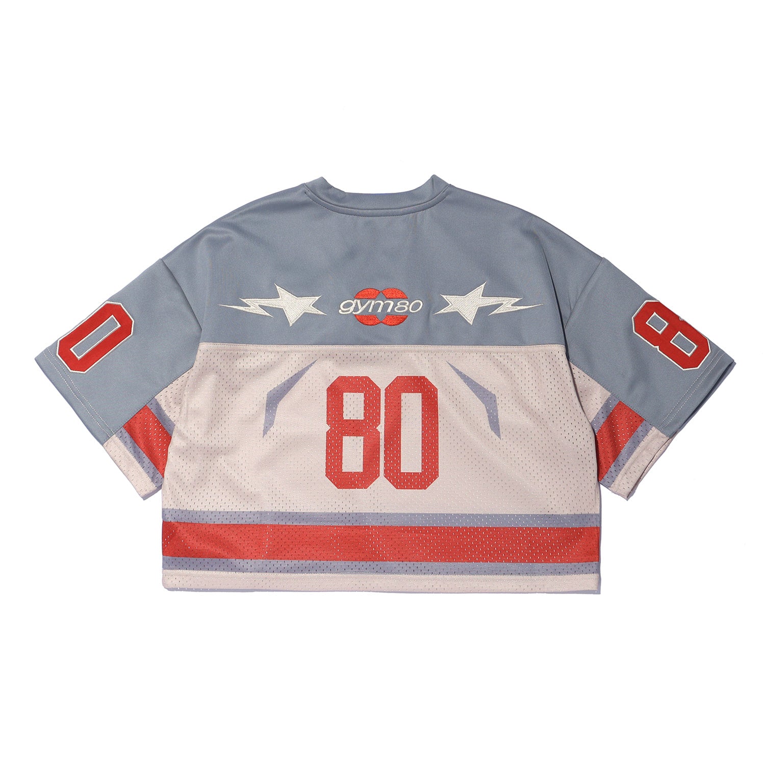 GYM80 Womens Retro Crop Rugby Jersey Beige - Detail