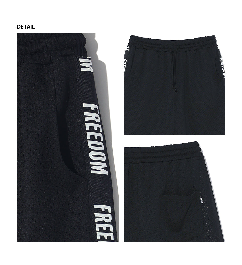 Entire Mesh Lettering Bermuda Shorts Black look 2