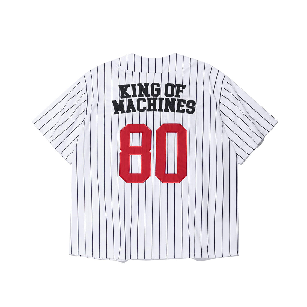 GYM80 Pinstripe Baseball Jersey (White) - Detail
