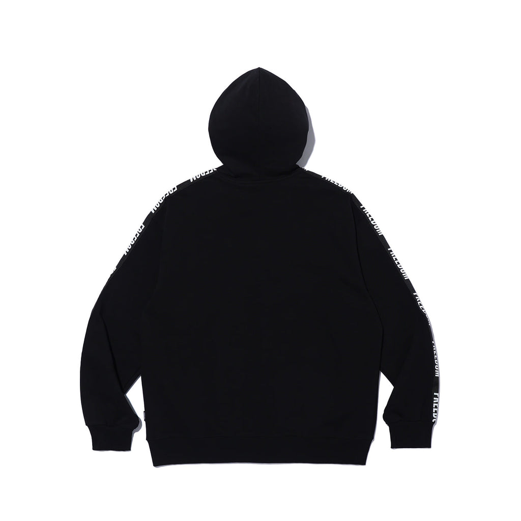 Freedom Lettering Hoodie Zip-up Black - Detail