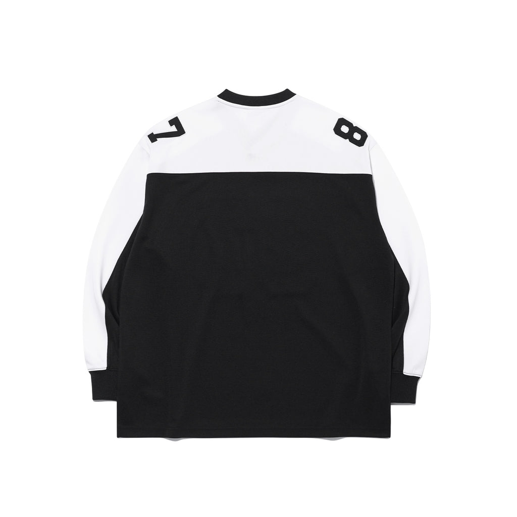 Long Sleeve Rugby Jersey Black White - Detail