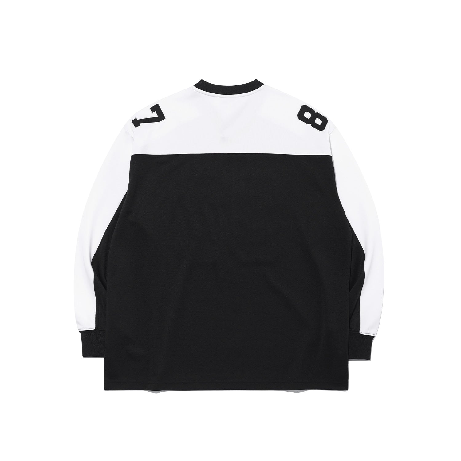 Long Sleeve Rugby Jersey Black White - Detail