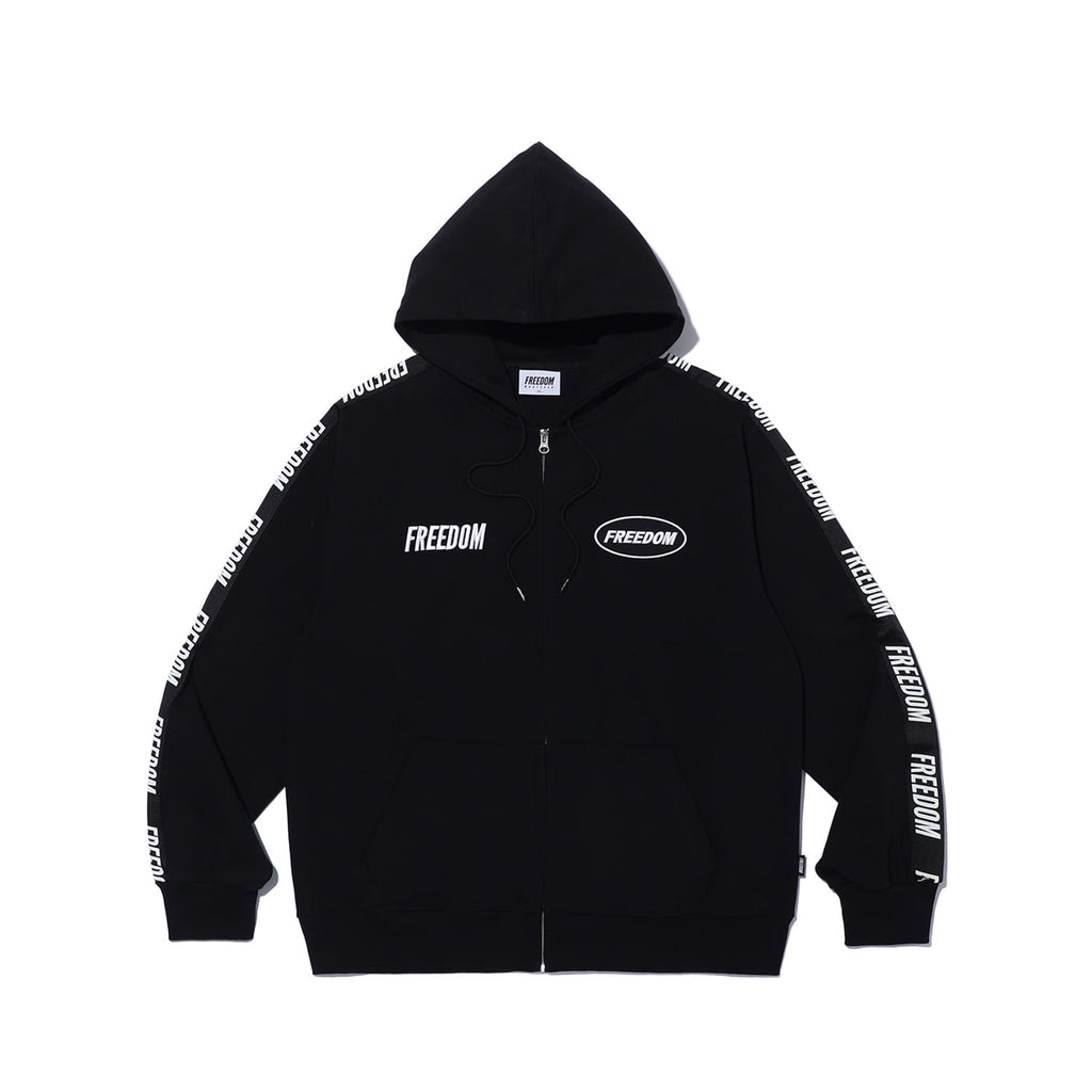 Freedom Lettering Hoodie Zip-up Black