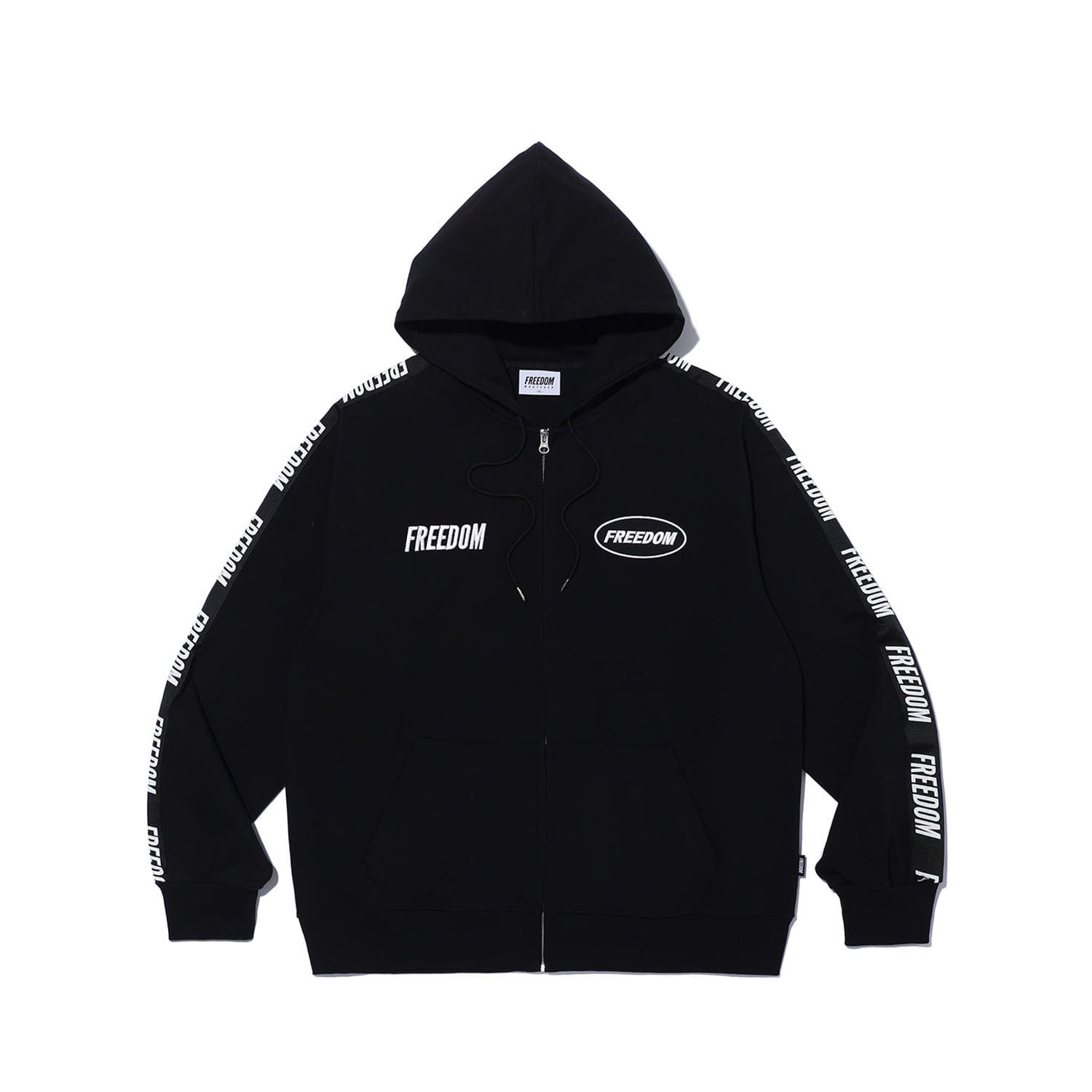 Freedom Lettering Hoodie Zip-up Black