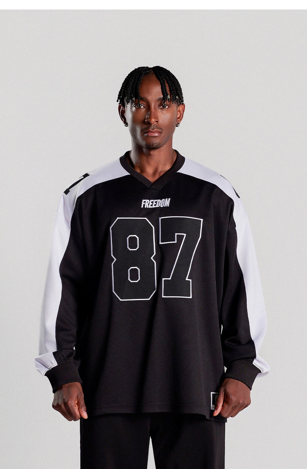 Long Sleeve Rugby Jersey (Black/White) - ロングスリーブラグビージャージ