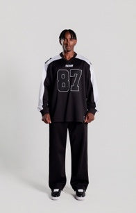 Long Sleeve Rugby Jersey (Black/White) - ロングスリーブラグビージャージ