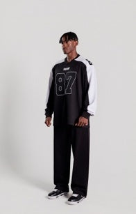 Long Sleeve Rugby Jersey (Black/White) - ロングスリーブラグビージャージ