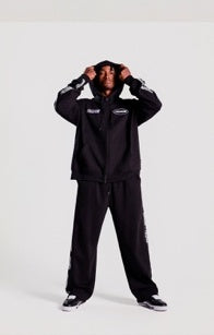 Freedom Lettering Hoodie Zip-up (Black) - フリダムレタリングフードジップアップ
